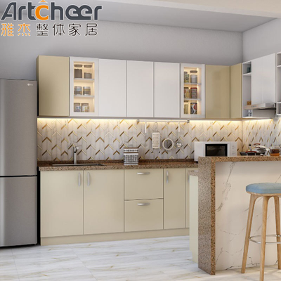 Qualität  Market Oak Frame kitchen cabinet u shape design with Particleboard Door and Organizer usine