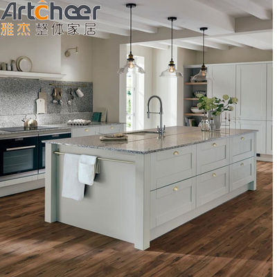 Material E0 Kücheninsel Tisch mit beweglichen Schubladen und runden Ecksteinoberfläche