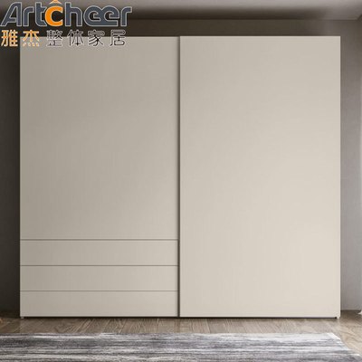 Melamine Finish Sperrholz Karkasse italienischer Minimalist Stil Schiebetüren für Schlafzimmer