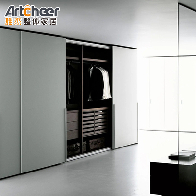 Schlafzimmermöbel Moderne weiße Kleidung Schrank mit Lagerung Wanddesign Schiebetür