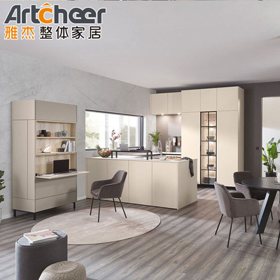 Modulare Küchenschränke aus Holz mit antikem Stil und Luxus-Marmor-Oberteil